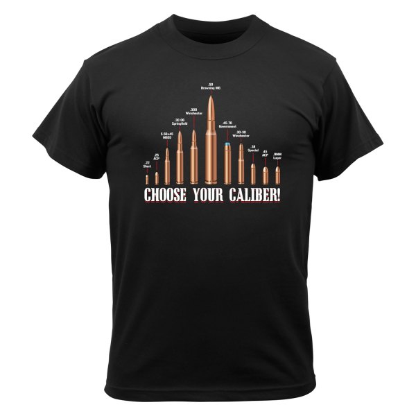 Rothco® - Vintage Choose Your Caliber Men's Small Black T-Shirt