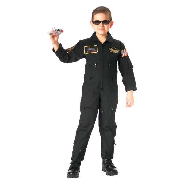 Rothco® - Kid's Large Black Flight Coverall with Patches