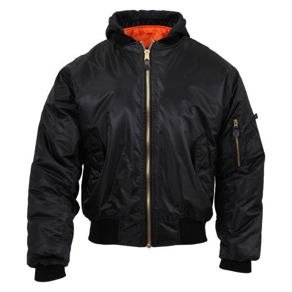Rothco® - MA-1 Men's X-Small Black Hooded Flight Jacket