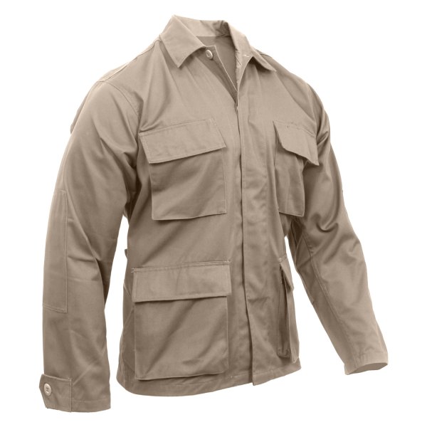 Rothco® - BDU Men's Small Khaki Poly/Cotton Twill Solid Long Sleeve Shirt