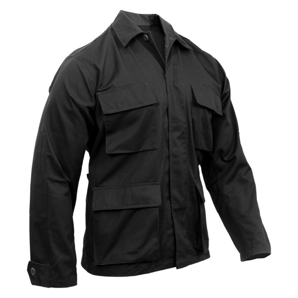 Rothco® - BDU Men's X-Small Black Poly/Cotton Twill Solid Long Sleeve Shirt