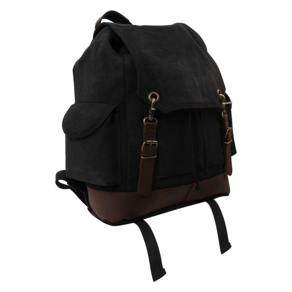 Rothco® - Vintage Expedition™ 16.25" x 13.5" x 5.25" Black Unisex Everyday Backpack