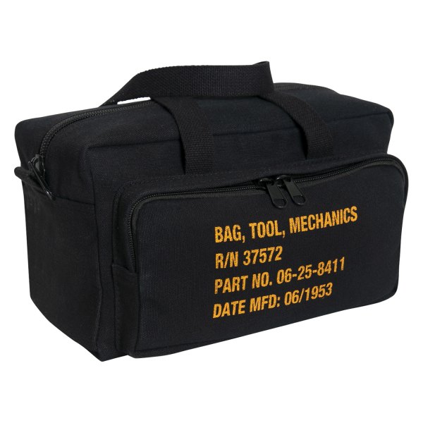 Rothco® - G.I. Type™ 11" x 7" x 6" Black Zipper Pocket Mechanics Tactical Tool Bag with Military Stencil