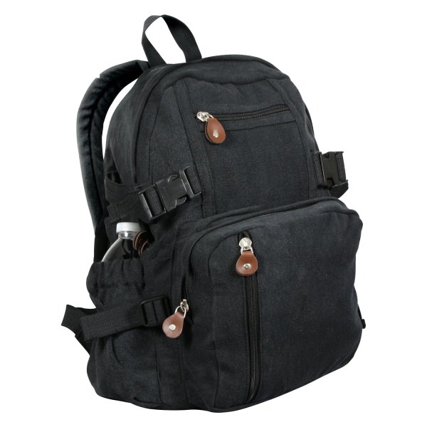 Rothco® - Vintage Canvas Compact™ 15" x 13.5" x 7" Black Tactical Backpack
