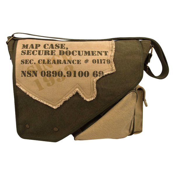 Rothco® - 15" x 14" x 4" Olive Drab/Tan Two-Tone Imprinted Map Tactical Shoulder Bag