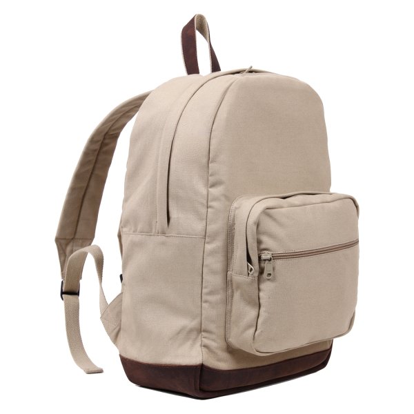 Rothco® - Vintage Canvas Teardrop™ 5.5" x 13" x 17" Khaki Tactical Backpack with Leather Accents