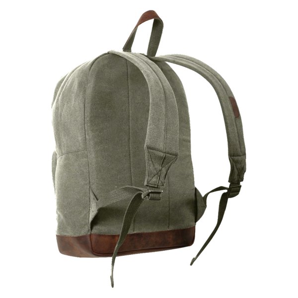 Rothco® - Vintage Canvas Teardrop™ 5.5" x 13" x 17" Olive Drab Tactical Backpack with Leather Accents
