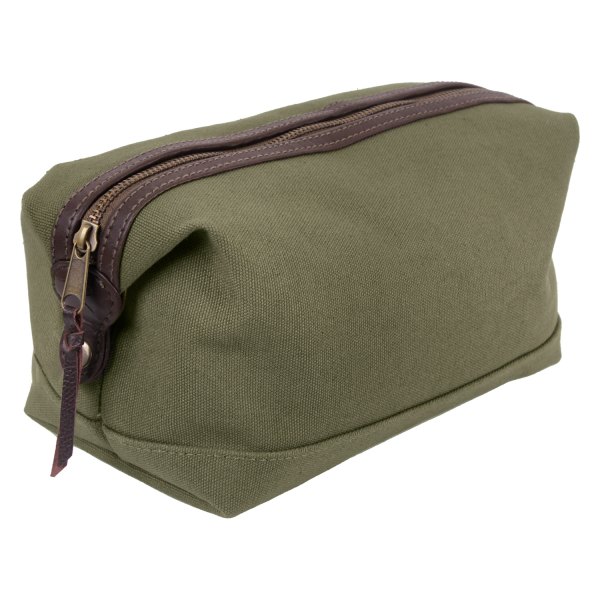 Rothco® - 9.5" x 5" x 5" Olive Drab Canvas/Leather Travel Bag