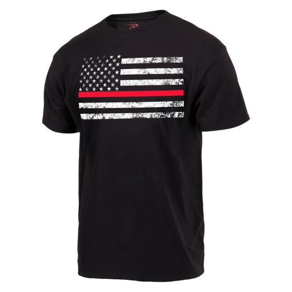 Rothco® - Thin Red Line Men's X-Large Black T-Shirt