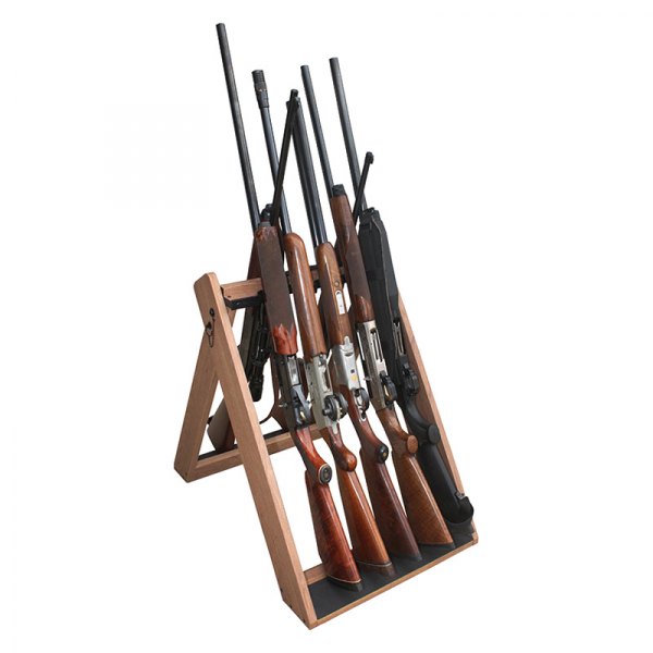 Rush Creek Creations® - Folding 20.37" x 27" x 28.5" Wood Wooden 10-Gun Floor Rifle Gun Rack