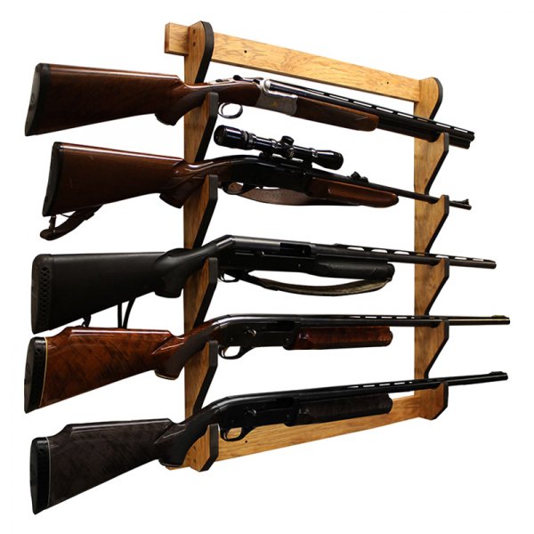 Rush Creek Creations® - 29.53" x 3.78" x 33.07" American Cherry Wooden 5-Gun Wall Mount Rifle Gun Rack