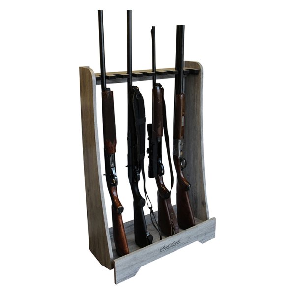 Rush Creek Creations® - 12.4" x 3.74" x 38.78" Barn Wood Wooden 8-Gun Floor Rifle Gun Rack