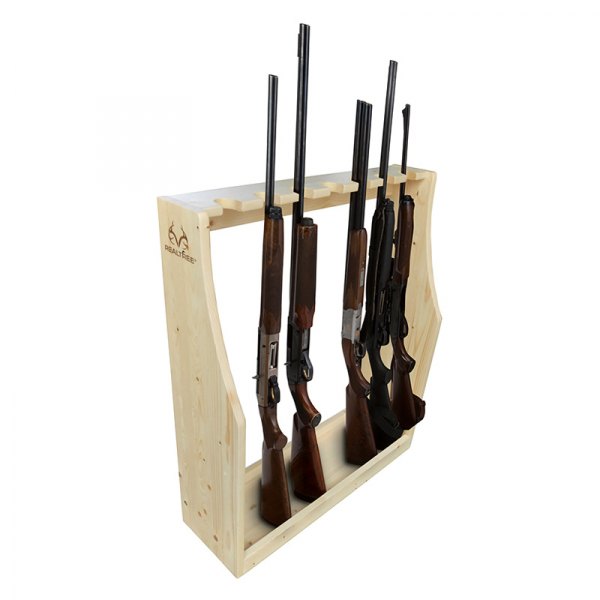 Rush Creek Creations® - Realtree™ 30.68" x 9.88" x 35.5" Wood Wooden 7-Gun Floor Rifle Gun Rack
