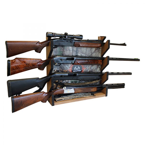 Rush Creek Creations® - Realtree™ 21.85" x 19.88" x 2.09" Camo Wooden 4-Gun Wall Mount Rifle Gun Rack