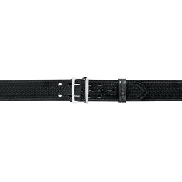 Safariland® - Sam Browne 30" Black Basket Weave Leather Buckled Duty Belt with Nickel Plated Hardware