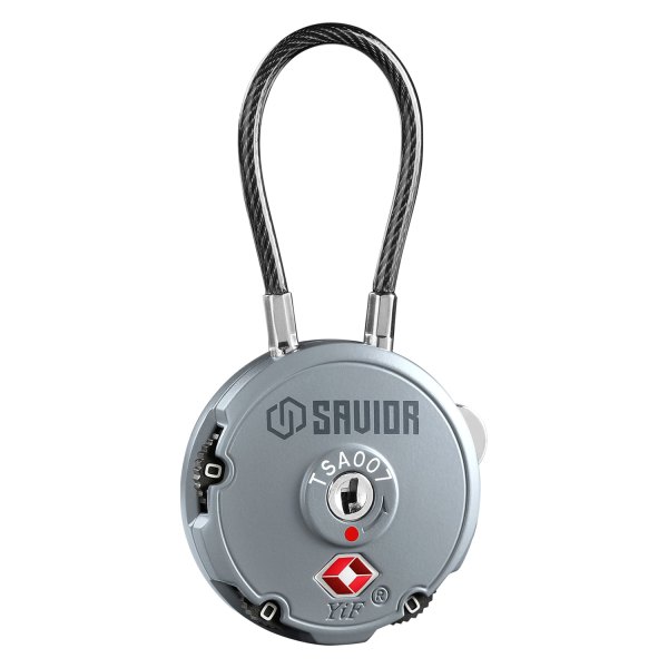 Savior Equipment® - 3-Digit 3.35" SW Gray Zinc Alloy Keyless Lock Cable Lock