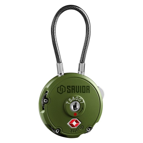 Savior Equipment® - 3-Digit 3.35" OD Green Zinc Alloy Keyless Lock Cable Lock