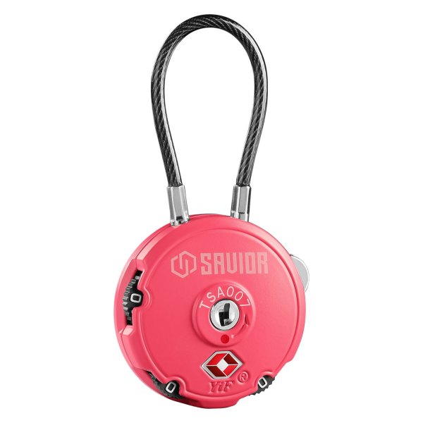 Savior Equipment® - 3-Digit 3.35" Prison Pink Zinc Alloy Keyless Lock Cable Lock