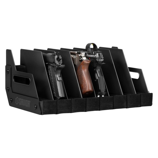 Savior Equipment® - 7" x 16.5" x 9.5" Obsidian Black Metal 8-Gun Floor Pistol Gun Rack