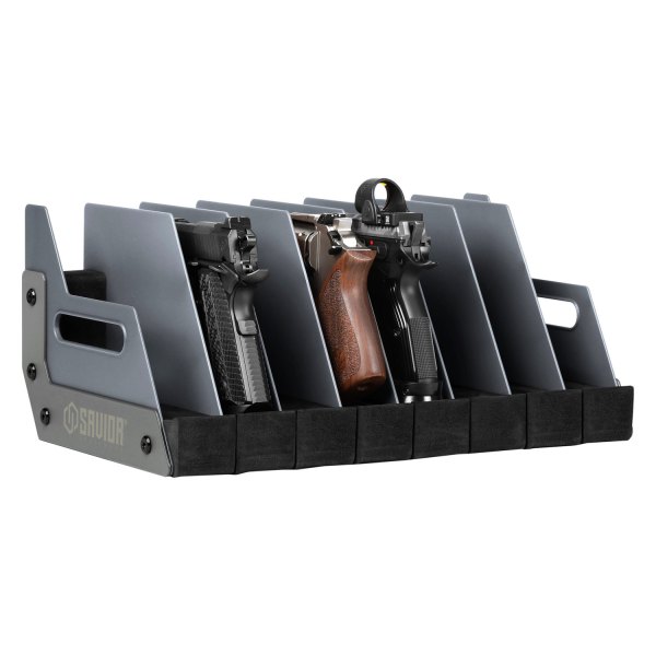 Savior Equipment® - 7" x 16.5" x 9.5" Gray Metal 8-Gun Floor Pistol Gun Rack