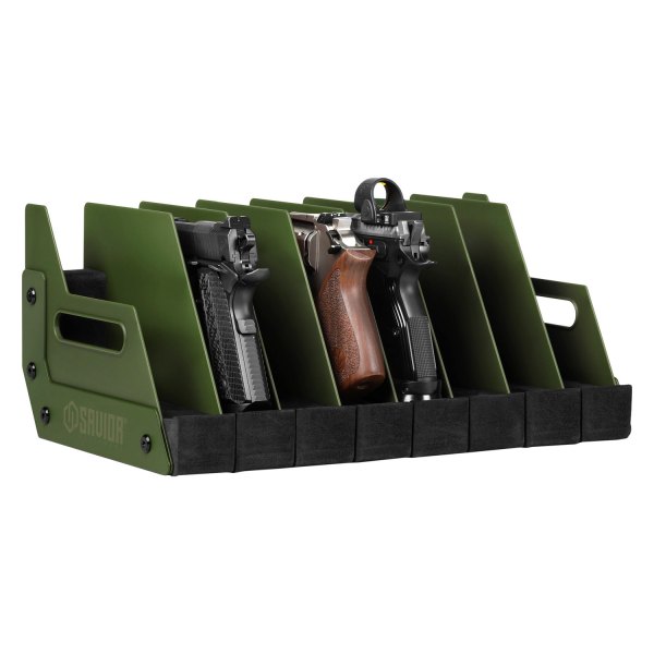 Savior Equipment® - 7" x 16.5" x 9.5" OD Green Metal 8-Gun Floor Pistol Gun Rack