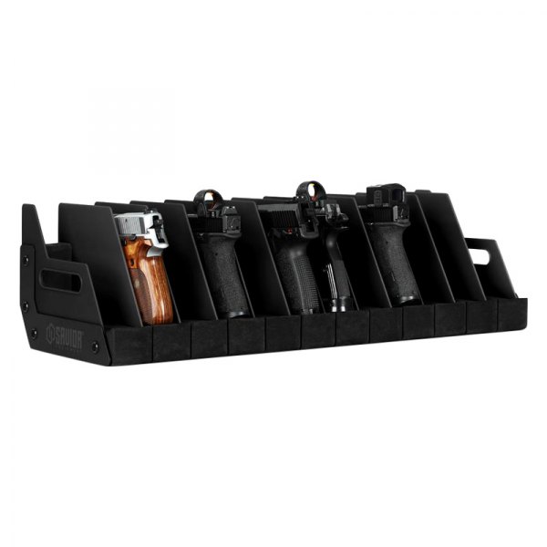 Savior Equipment® - 12-Pistol Revolver Storage 7"H x 25"L x 9.5"D Black Steel Gun Rack