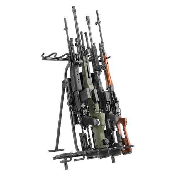 Savior Equipment® - Mobile Firearm 32" x 25.5" x 29.5" Black Metal 14-Gun Floor Rifle Gun Rack