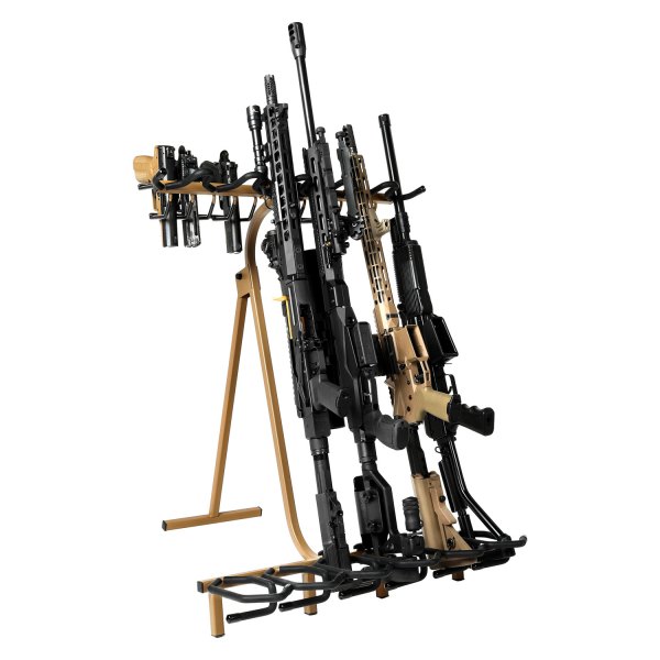 Savior Equipment® - Mobile Firearm 32" x 25.5" x 29.5" Tan Metal 14-Gun Floor Rifle Gun Rack