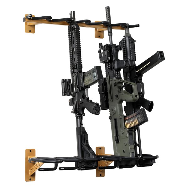Savior Equipment® - 25" x 3.5" x 8" Tan Metal 6-Gun Wall Mount Rifle Gun Rack