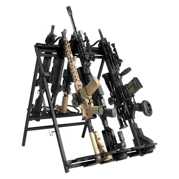 Savior Equipment® - Mobile 32" x 27.5" x 25.25" Black Metal 6-Gun Floor Rifle Gun Rack