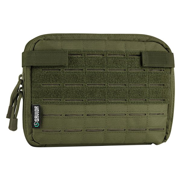 Savior Equipment® - 10" x 8" x 1.75" OD Green MOLLE Admin Tactical Pouch with Laser Cut
