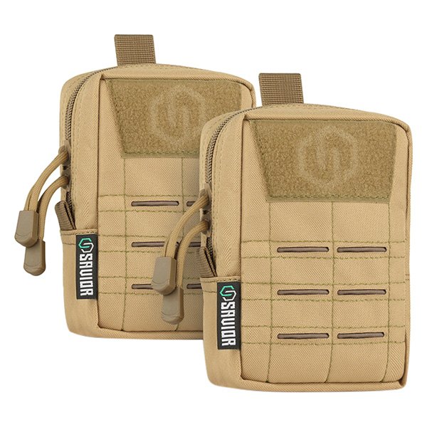 Savior Equipment® - 4" x 6" x 2.5" FDE Tan MOLLE Tactical Pouch with Laser Cut