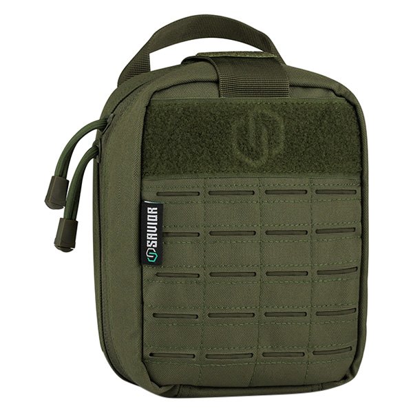 Savior Equipment® - IFAK™ 6.5" x 8" x 3" OD Green MOLLE Tactical Pouch with Laser Cut