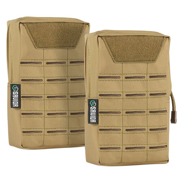 Savior Equipment® - 5" x 8" x 2.5" FDE Tan MOLLE Tactical Pouch with Laser Cut