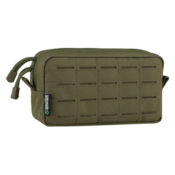 Savior Equipment® - 9" x 5" x 3" OD Green MOLLE Tactical Pouch with Laser Cut