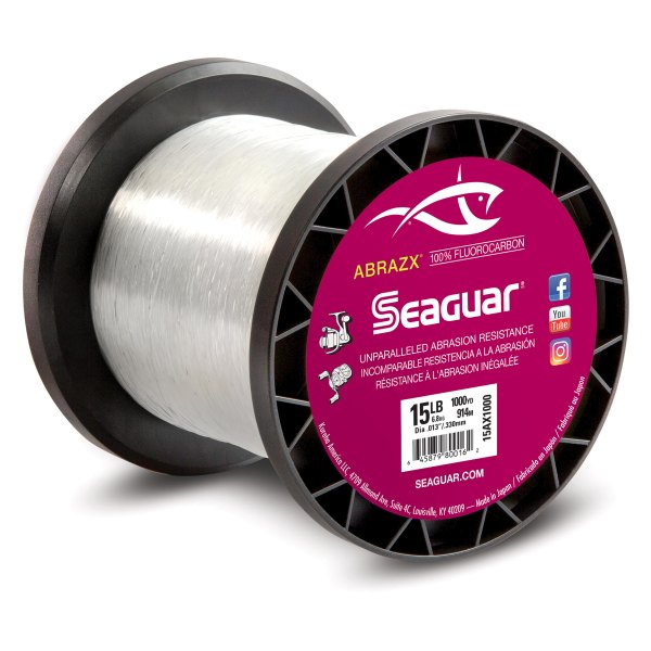 Seaguar Abrazx 100% Fluorocarbon Fishing Main Line 1000yd 15lb Clear 15AX1000