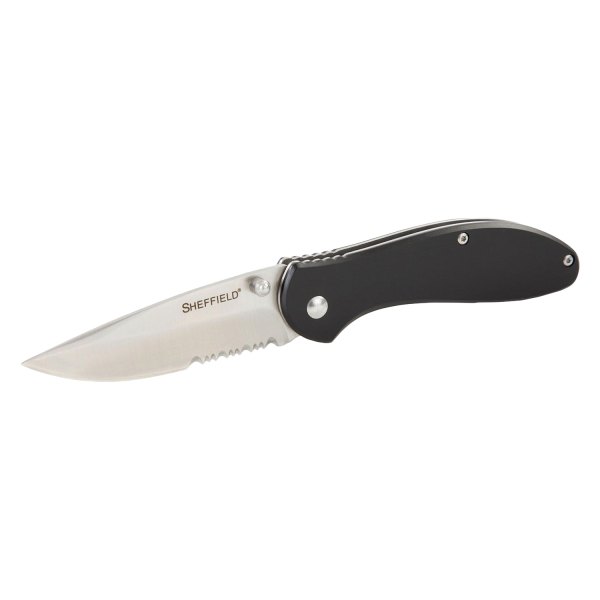 Sheffield® - Berda 3" Drop Point Serrated Folding Knife with Sheath