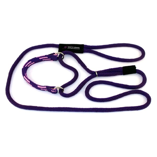 Soft Lines® - 72" Purple Nylon Martingale Dog Leash for 19" to 22" Neck