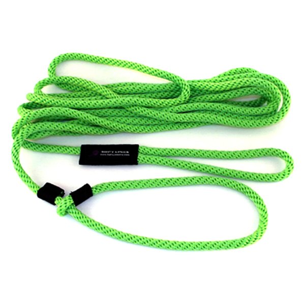 Soft Lines® - Swimming 240" Lime Green Polypropylene Floats Rope Slip Dog Leash with Snugger
