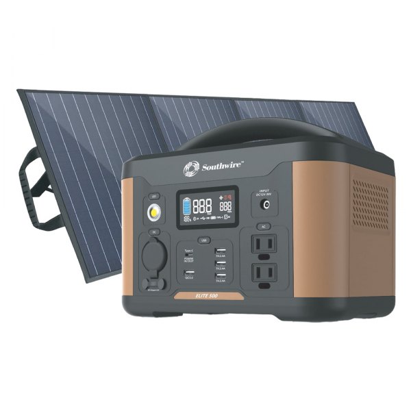 Southwire® - Elite 500 Series™ Portable Power Station with Solar Panel Bundle