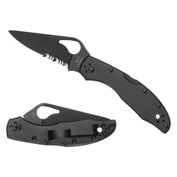 Spyderco® - Byrd Meadowlark 2 2.99" Clip Point Serrated Black FRN Handle Folding Knife