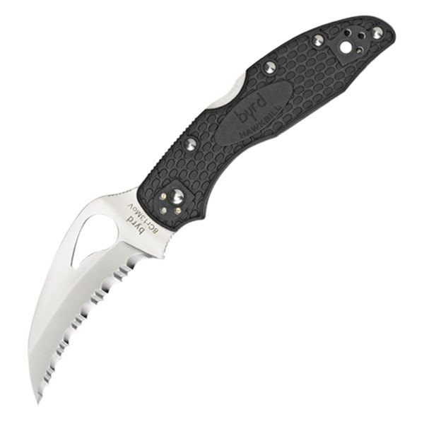 Spyderco® - Hawkbill Byrd™ 2.875" Kerambit Fully Serrated Black FRN Handle Folding Knife