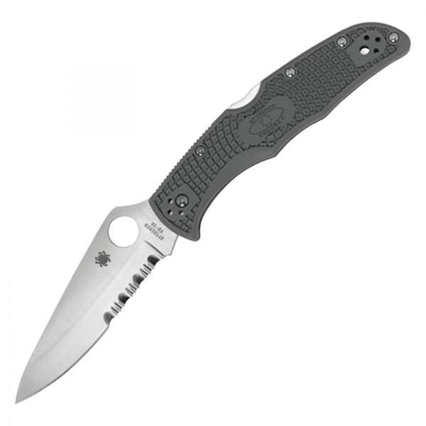 Spyderco® - Endura™ 4 3.75" Drop Point Serrated Green FRN Handle Folding Knife