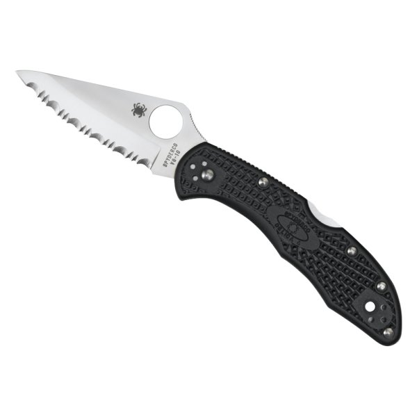 Spyderco® - Delica™ British Racing 2.875" Silver/Black Clip Point Serrated Folding Knife