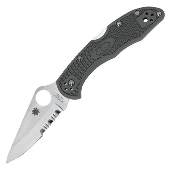 Spyderco® - Delica™ British Racing 2.875" Silver/Green Clip Point Serrated Folding Knife