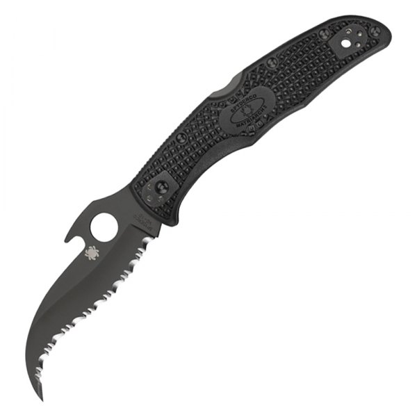 Spyderco® - Matriarch™ 3.57" Black Kerambit Fully Serrated Folding Knife