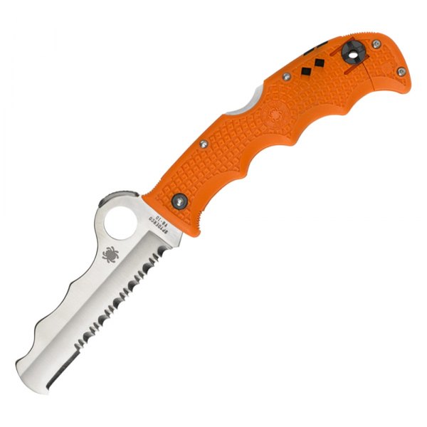 Spyderco® - Assist™ 3.687" Silver/Orange Shipfoot Fully Serrated Folding Knife
