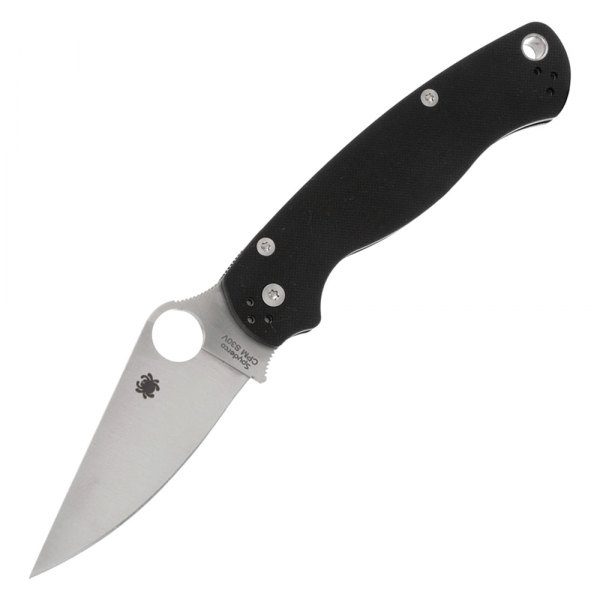 Spyderco® - Para Military™ 2 3.438" Silver/Black Straight Back Folding Knife