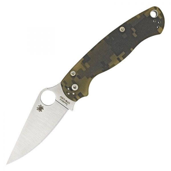 Spyderco® - Para Military™ 2 3.438" Silver/Camo Clip Point Folding Knife
