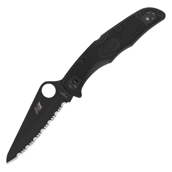 Spyderco® - Pacific Salt™ 2 3.78" Black/Black FRN Handle Drop Point Fully Serrated Folding Knife